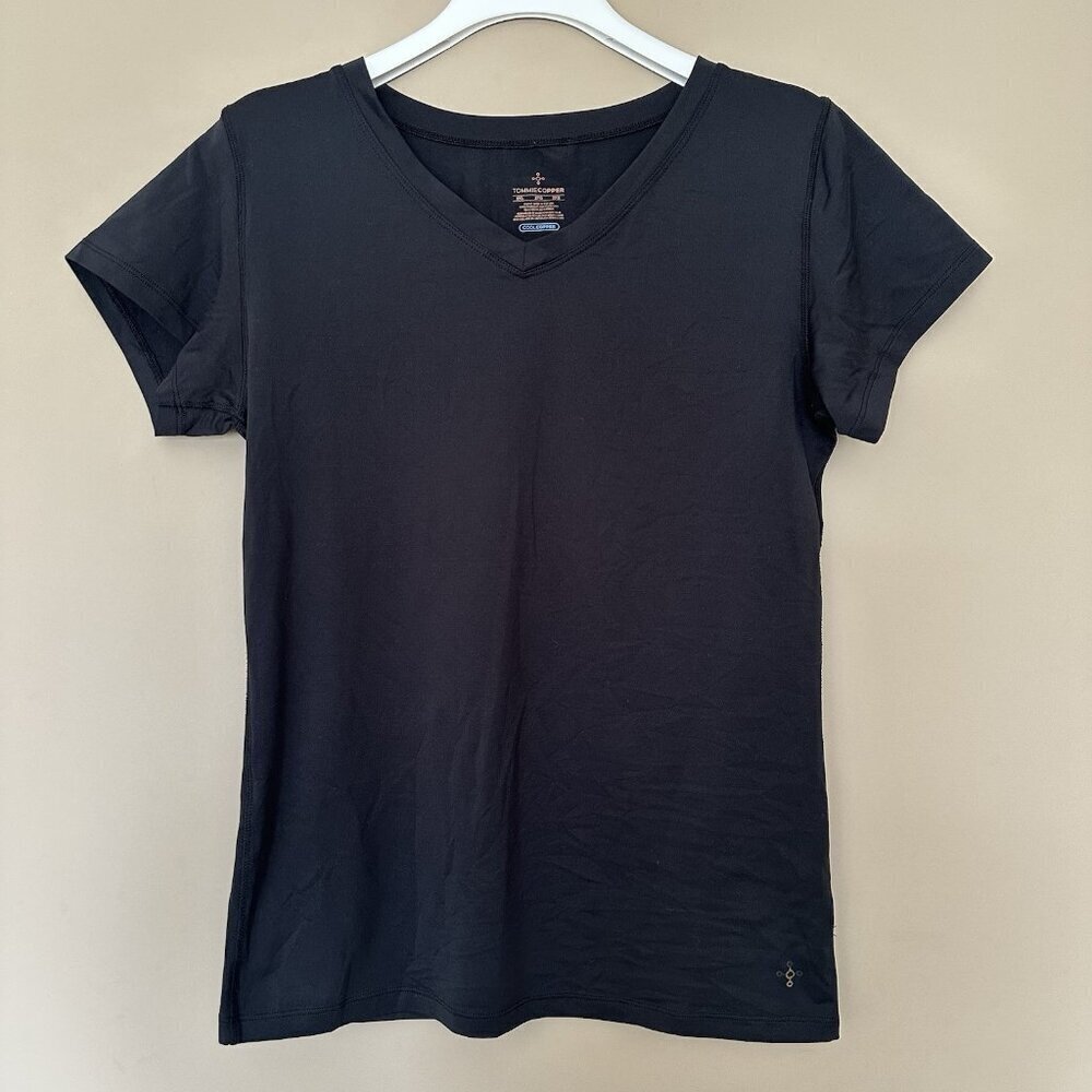 Tommie Copper Black V-neck Compression Shirt Women 2X Cool Stretchy Undershirt